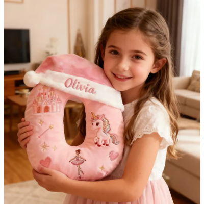 Personalized Alphabet Shaped Pillow with Magic Wand Pattern Beautiful Gift for Girls