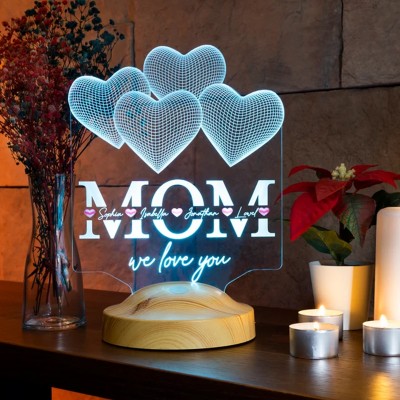 Personalized Made 3D Lamp with 1-15 Kids Names Gift Ideas for Christmas Mother's Day