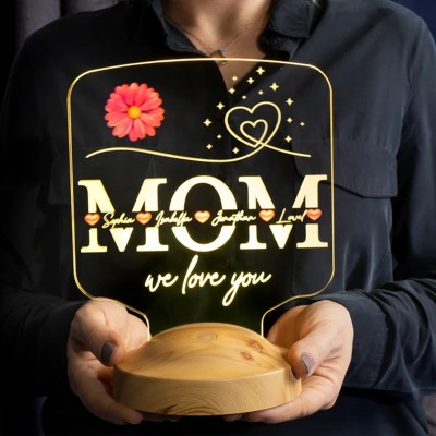 Personalized Made 3D Lamp with 1-15 Kids Names Gift Ideas for Christmas Mother's Day