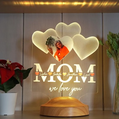 Personalized Made 3D Lamp with 1-15 Kids Names Gift Ideas for Christmas Mother's Day