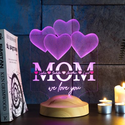 Personalized Made 3D Lamp with 1-15 Kids Names Gift Ideas for Christmas Mother's Day