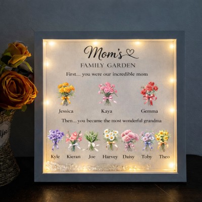 Custom Family Garden Birth Flower Frame With Grandchildren Name For Mother's Day Gift