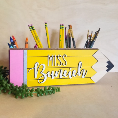 Personalized Pencil Holder Desk Organizer For Teacher's Gift