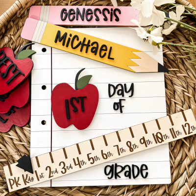 Personalized First/100th/Last Day of School Interchangeable Back to School Sign Prop For Kids Gift Ideas