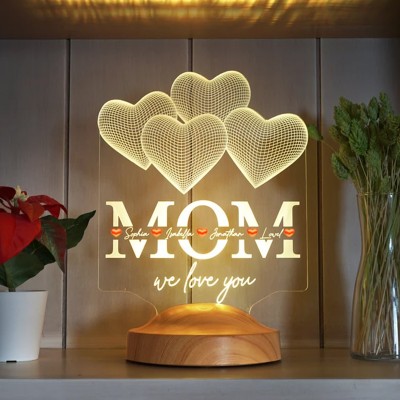 Personalized Made 3D Lamp with 1-15 Kids Names Gift Ideas for Christmas Mother's Day