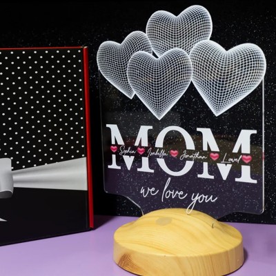 Personalized Made 3D Lamp with 1-15 Kids Names Gift Ideas for Christmas Mother's Day