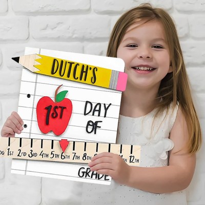 Personalized First/100th/Last Day of School Interchangeable Back to School Sign Prop For Kids Gift Ideas