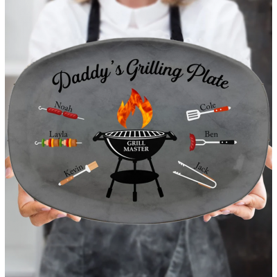 Personalized Daddy's Grilling Plate Father's Day Gift