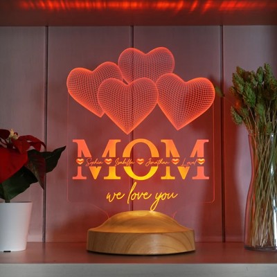 Personalized Made 3D Lamp with 1-15 Kids Names Gift Ideas for Christmas Mother's Day