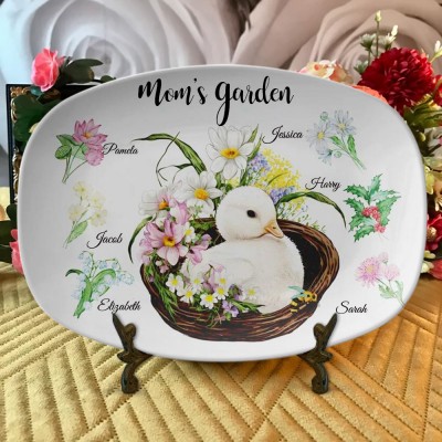 Personalized Grandma's/Nana's Garden Plate Birth Month Flower Platter With Grandchildren Names Mother's Day Gift For Grandma