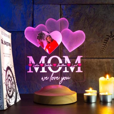 Personalized Made 3D Lamp with 1-15 Kids Names Gift Ideas for Christmas Mother's Day
