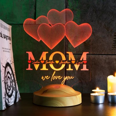 Personalized Made 3D Lamp with 1-15 Kids Names Gift Ideas for Christmas Mother's Day