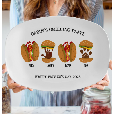 Personalized Daddy's Grilling Plate Father's Day Gift