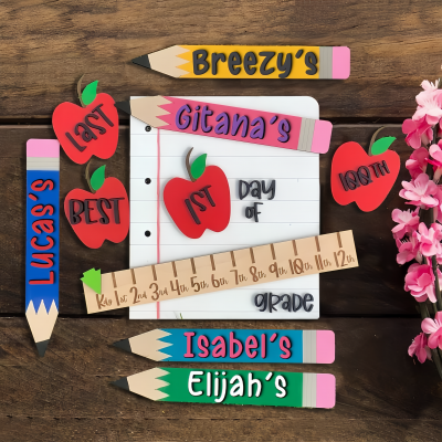 Personalized First/100th/Last Day of School Interchangeable Back to School Sign Prop For Kids Gift Ideas