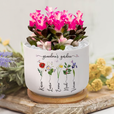 Personalized Grandma's Garden Birth Month Flower Pot Gift Ideas For Grandma Mother's Day