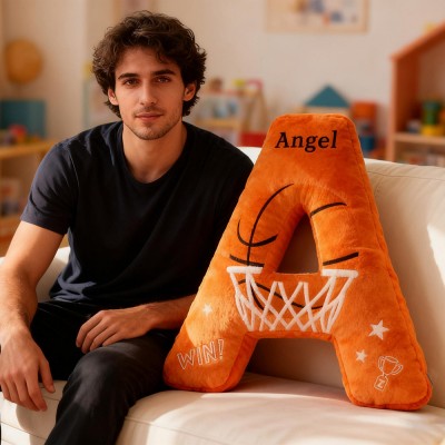 Personalized Graphic3DPrint Basketball Letter Shaped Pillow with Custom Name for Sports Fans