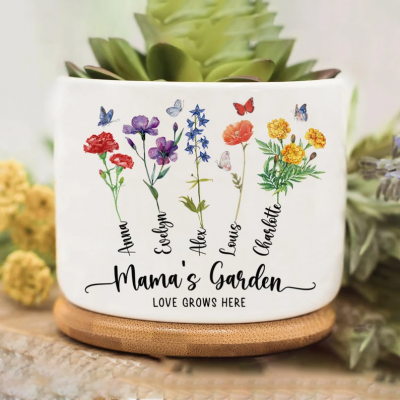 Personalized Grandma's Garden Birth Month Flower Pot Gift Ideas For Grandma Mother's Day